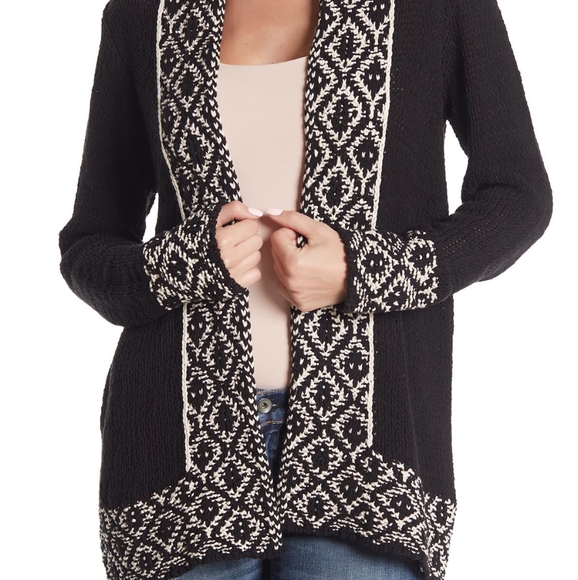 Lucky Brand Border Print Cardigan 